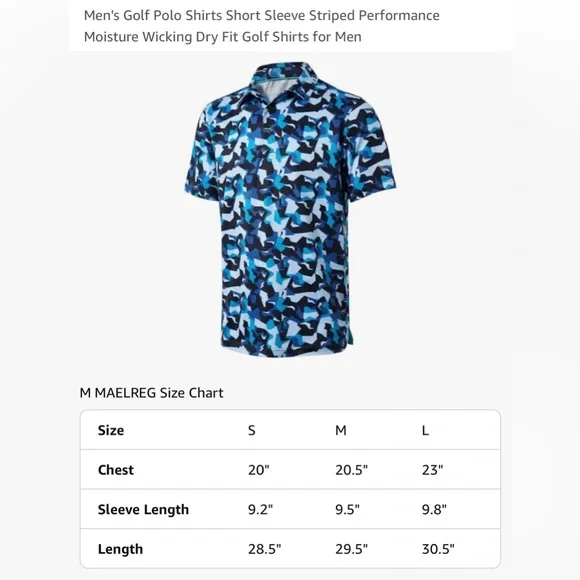 Maelreg Men's Golf Polo Blue Camo Shirt - Picture 5 of 8